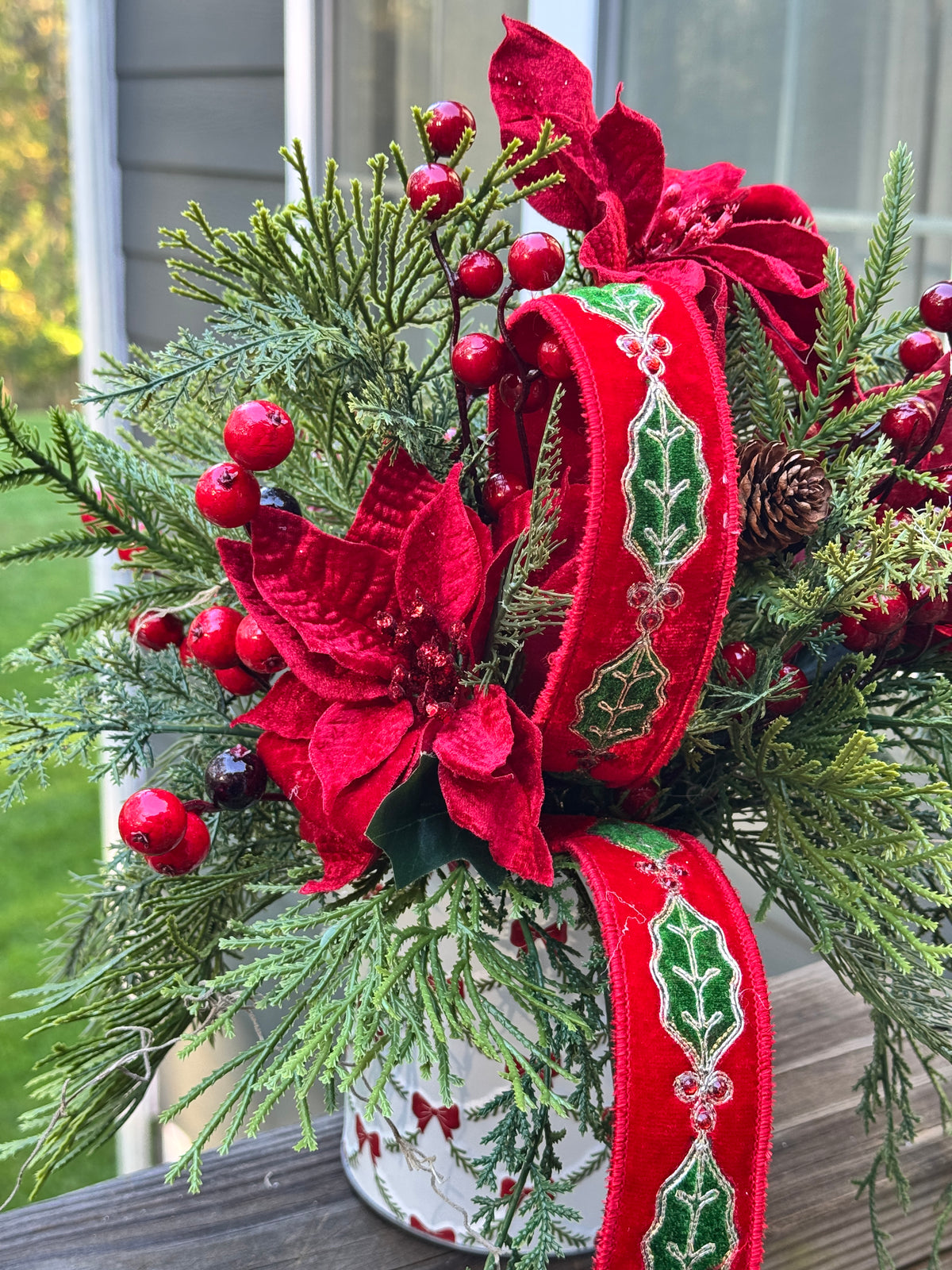 Red Poinsettia Winter Floral Arrangement