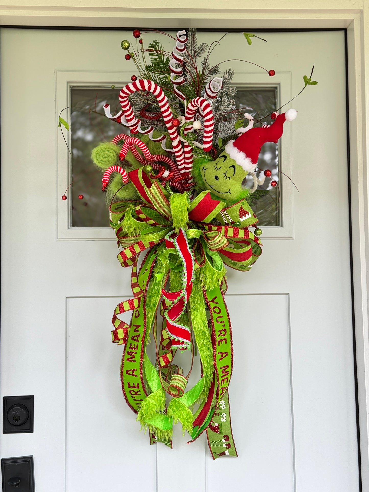 Vibrant Large Grinch Bow/Treetopper