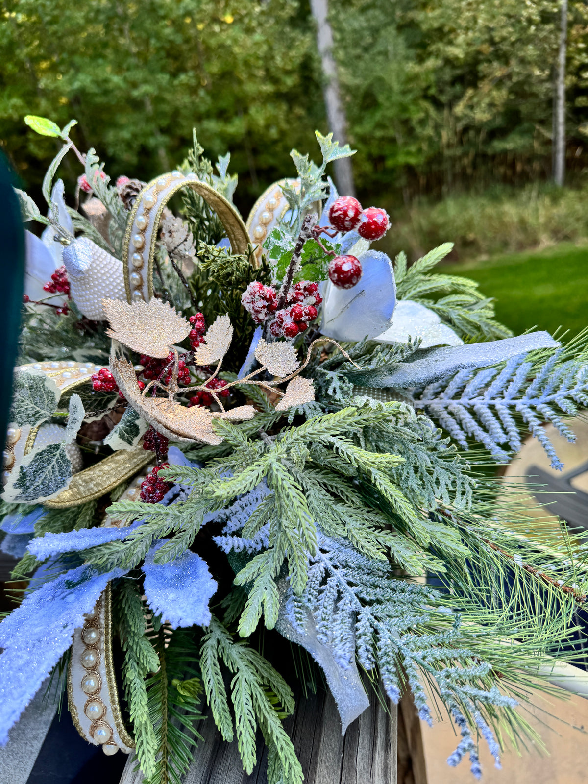 Elegant Ivory & Champagne Winter Floral Centerpiece