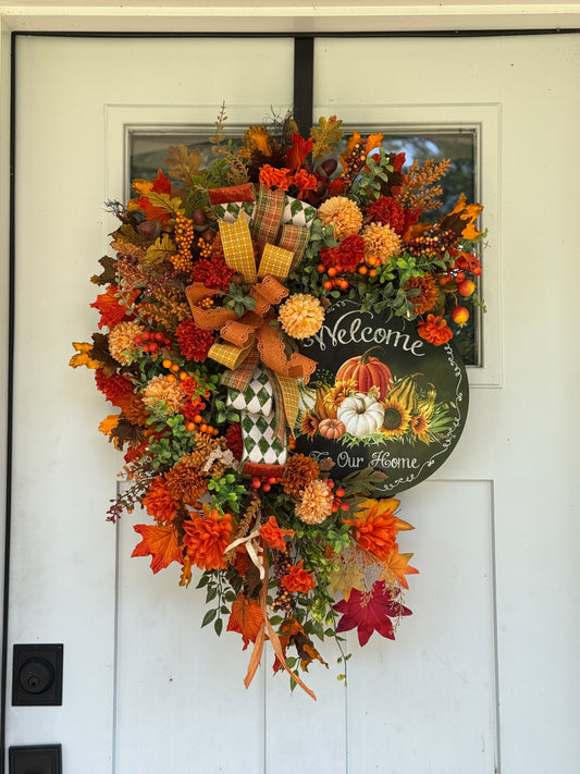 Welcome To Our Home Autumn Harvest Wreath