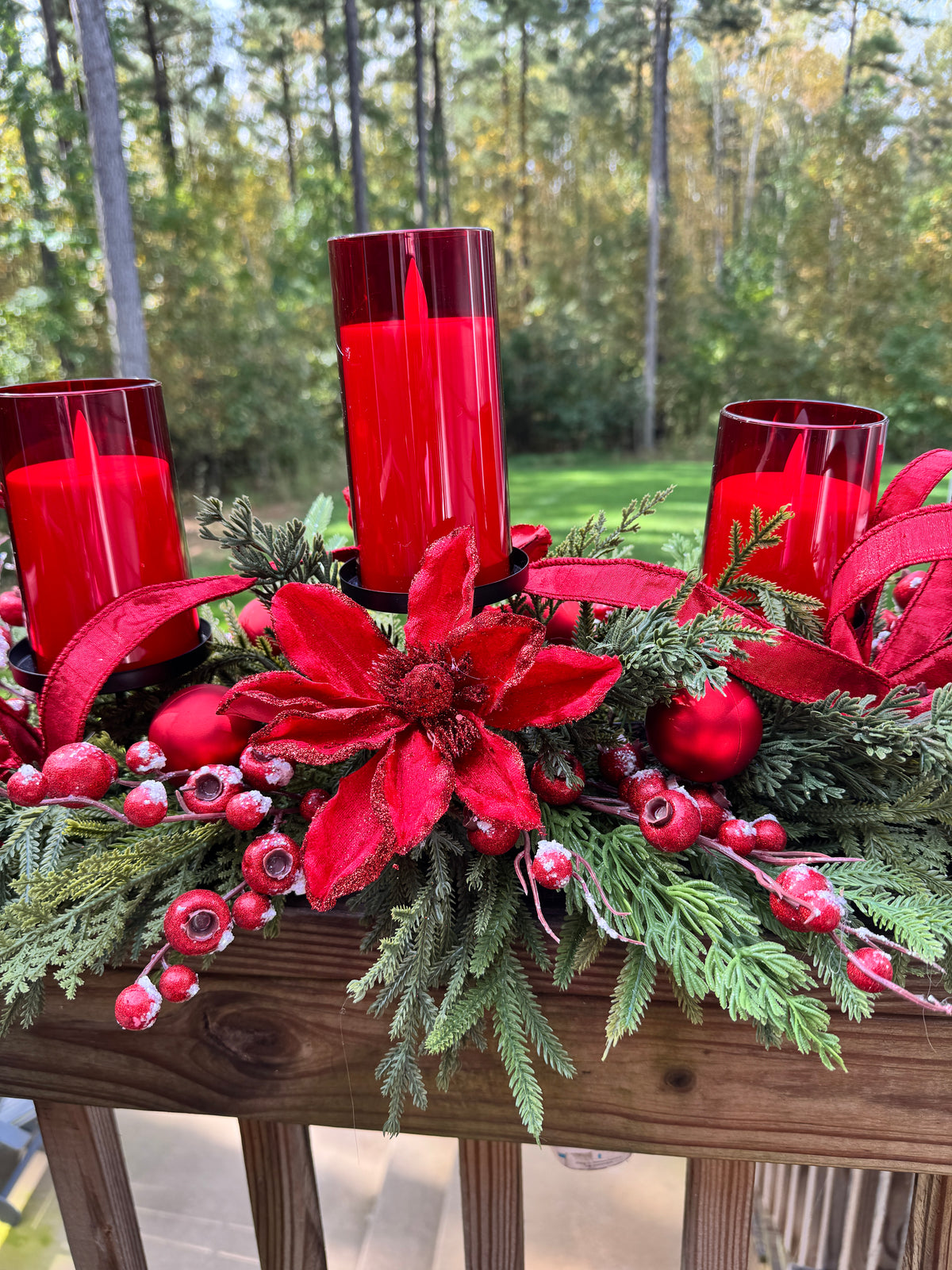 Red Poinsettia Christmas Centerpiece