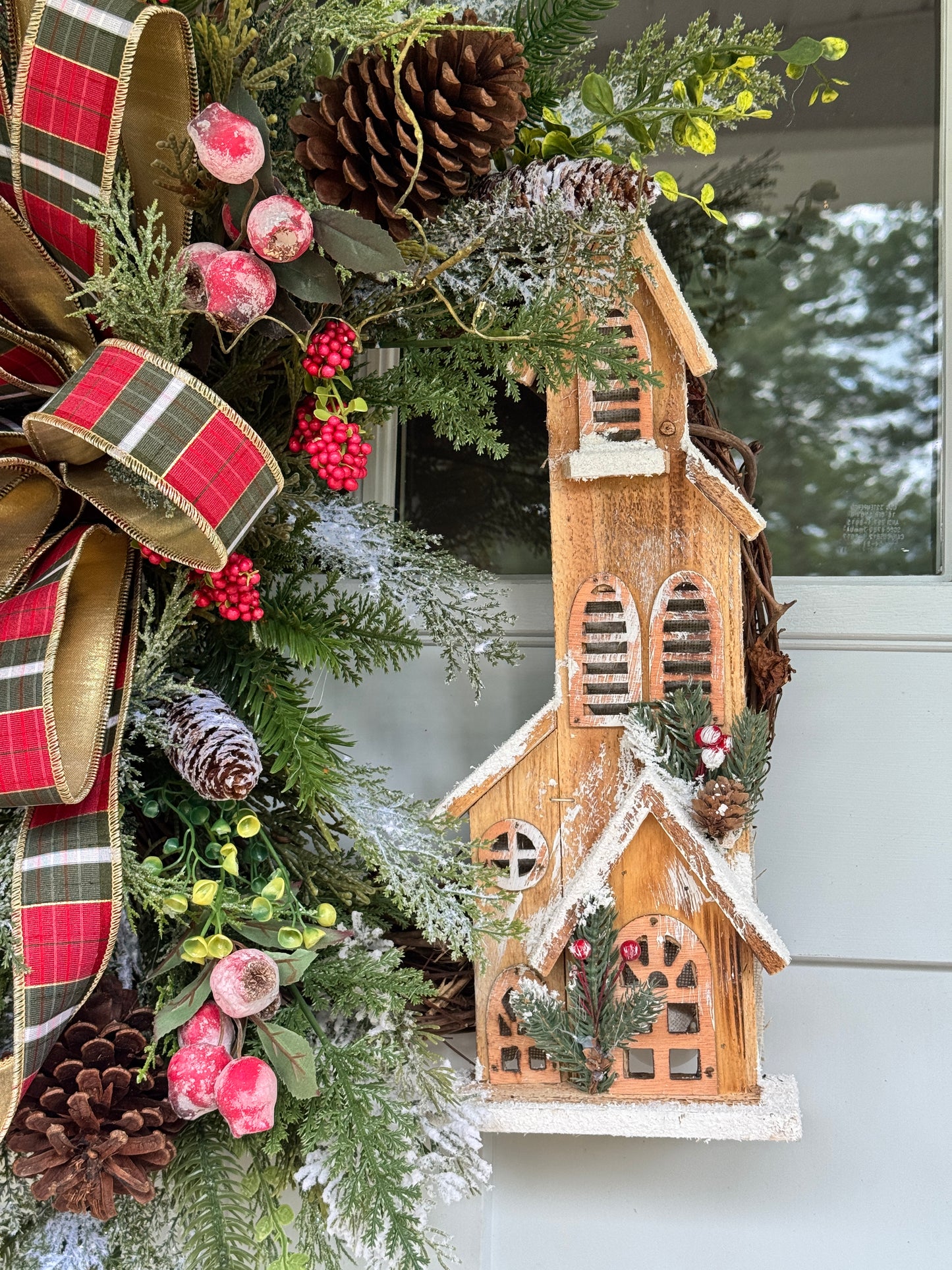 Large Rustic Christmas Winter Greenery Church Wreath