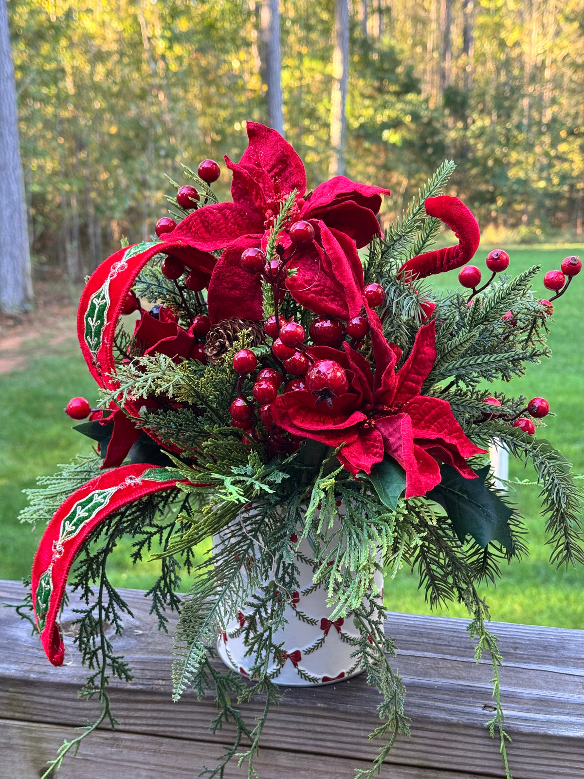 Red Poinsettia Winter Floral Arrangement