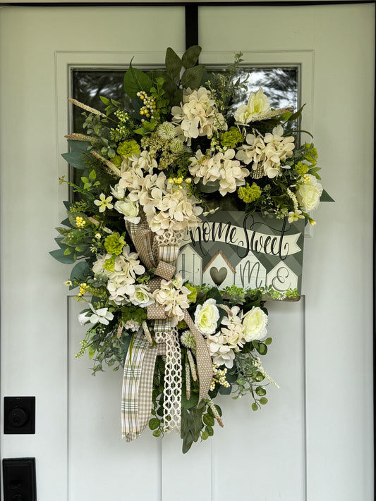 Hydrangea Home Sweet Home Wreath