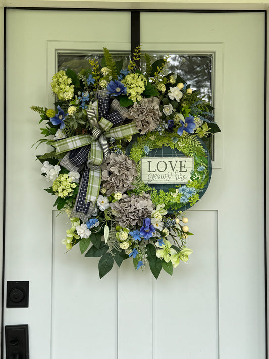 Hydrangea Love Grows Here Wreath