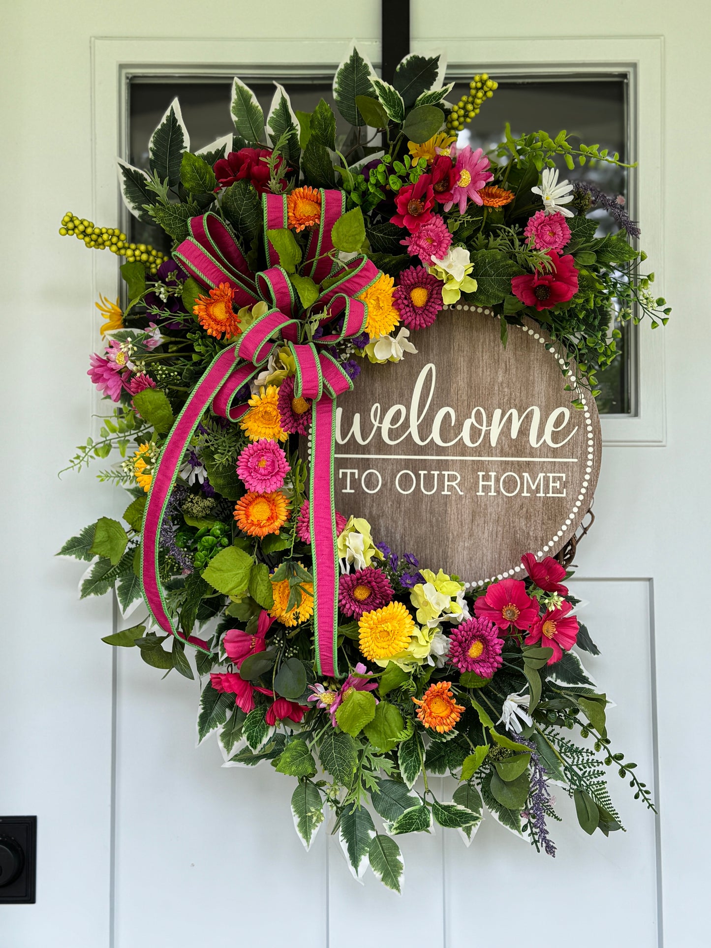 Colorful Mixed Floral Welcome Wreath