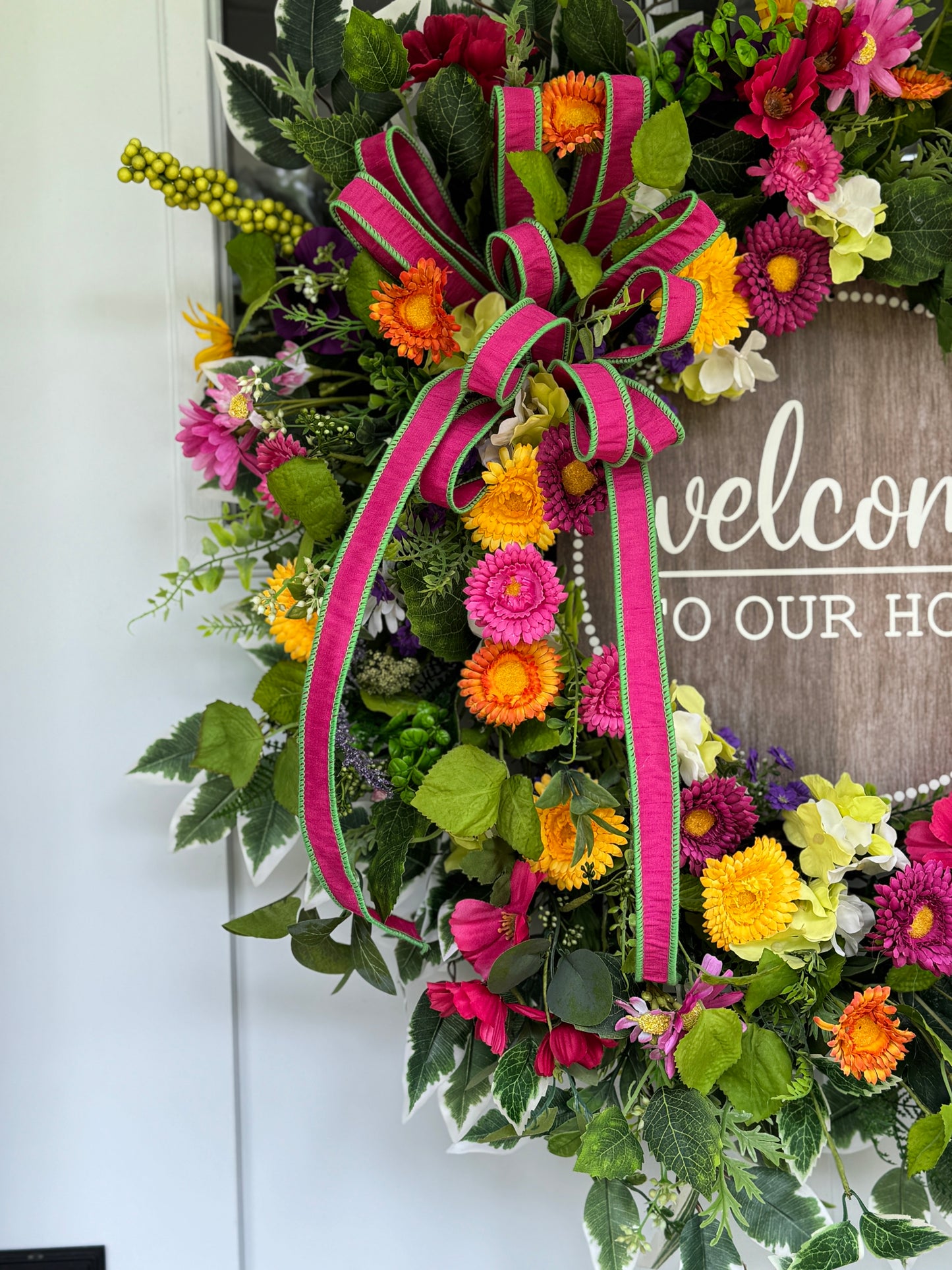 Colorful Mixed Floral Welcome Wreath