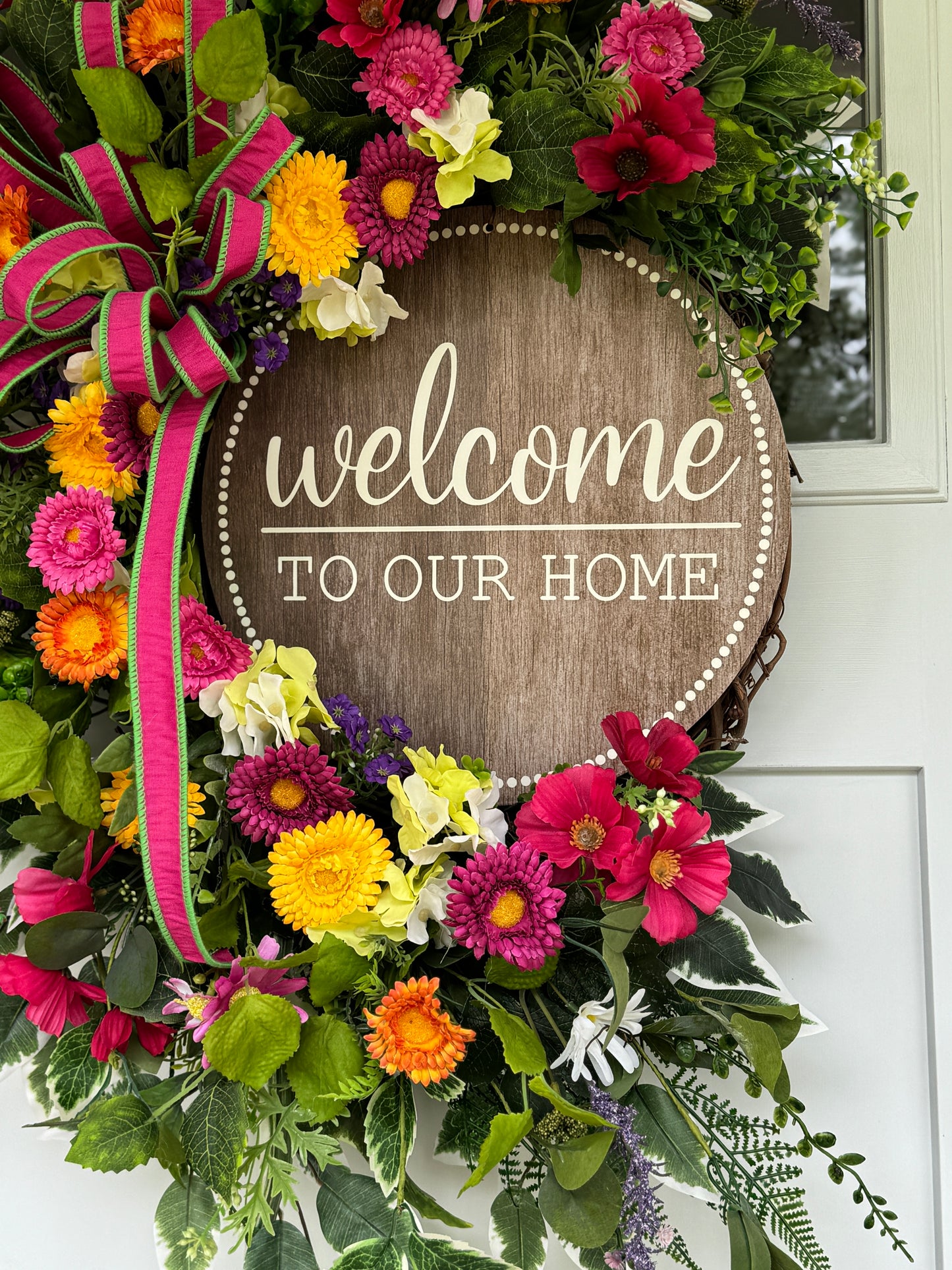 Colorful Mixed Floral Welcome Wreath