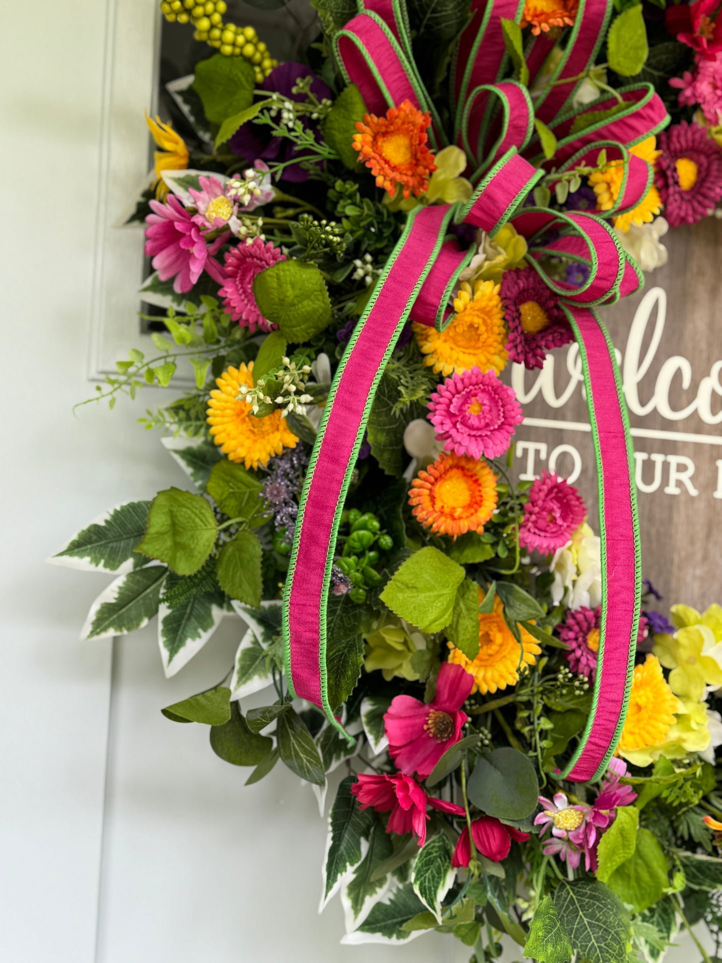 Colorful Mixed Floral Welcome Wreath