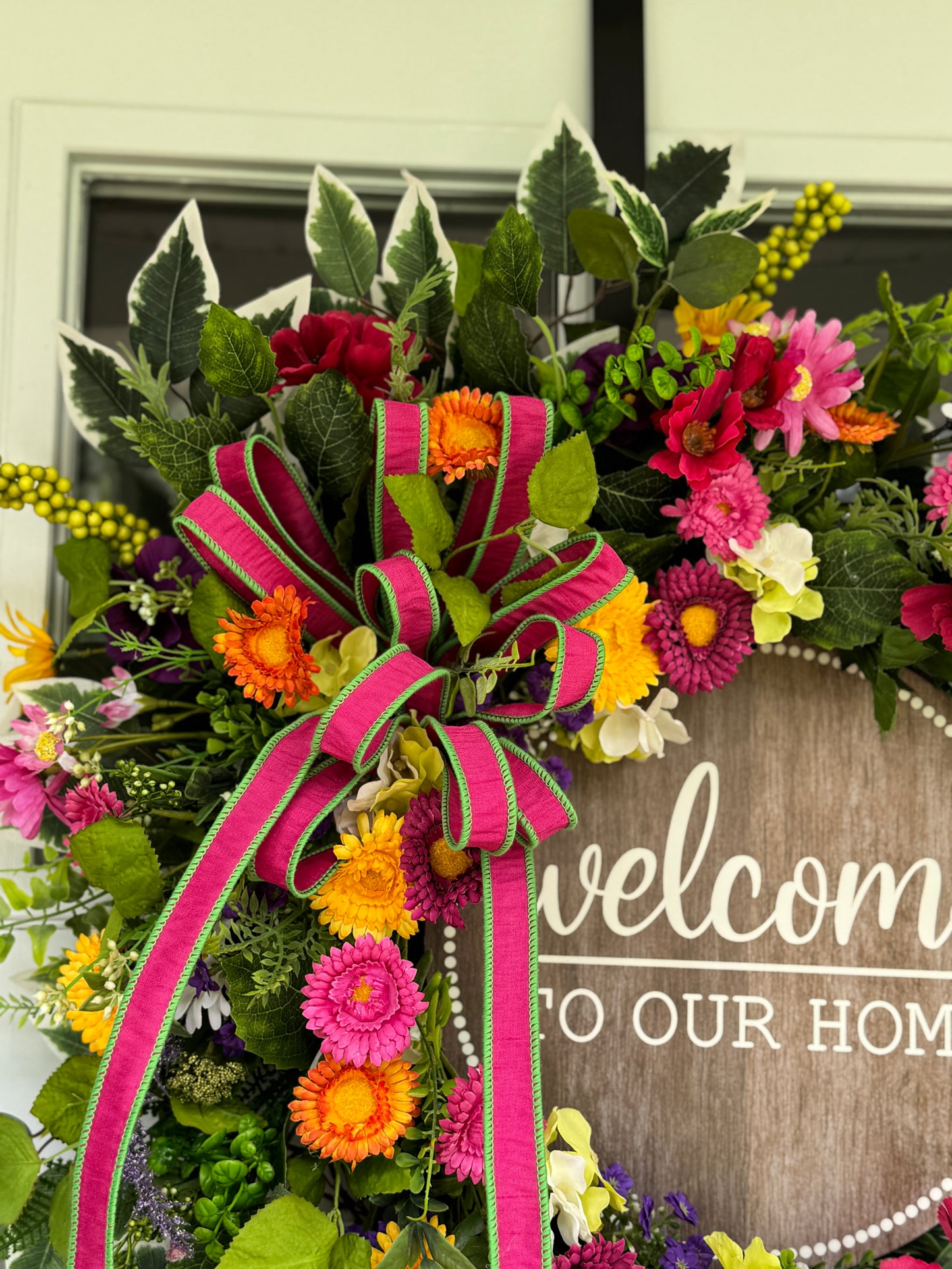 Colorful Mixed Floral Welcome Wreath
