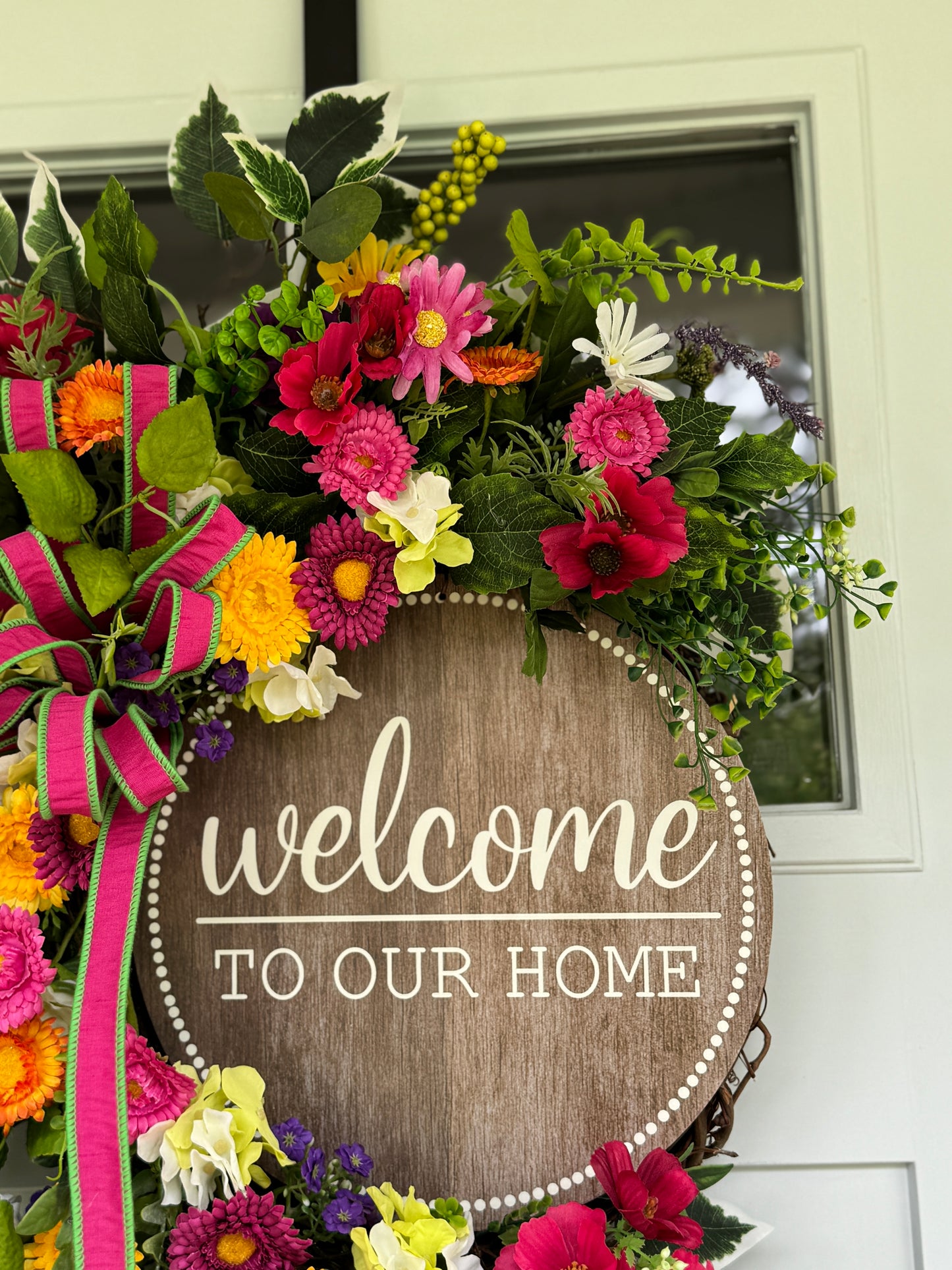 Colorful Mixed Floral Welcome Wreath