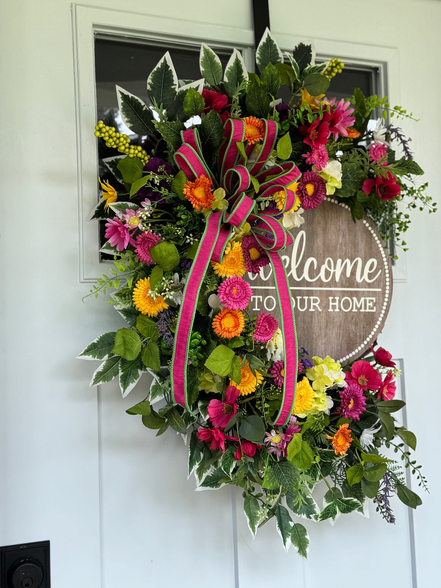 Colorful Mixed Floral Welcome Wreath