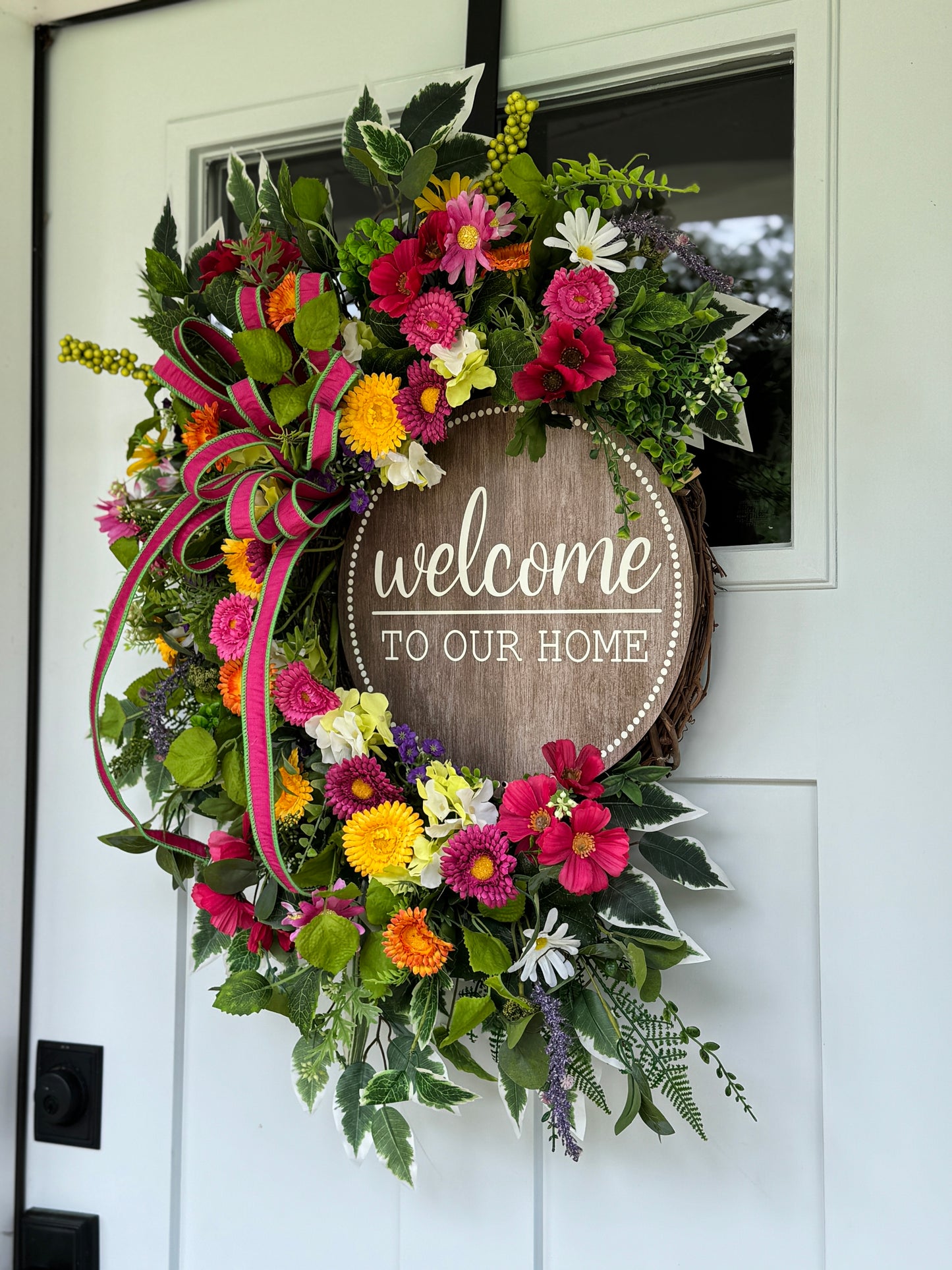 Colorful Mixed Floral Welcome Wreath