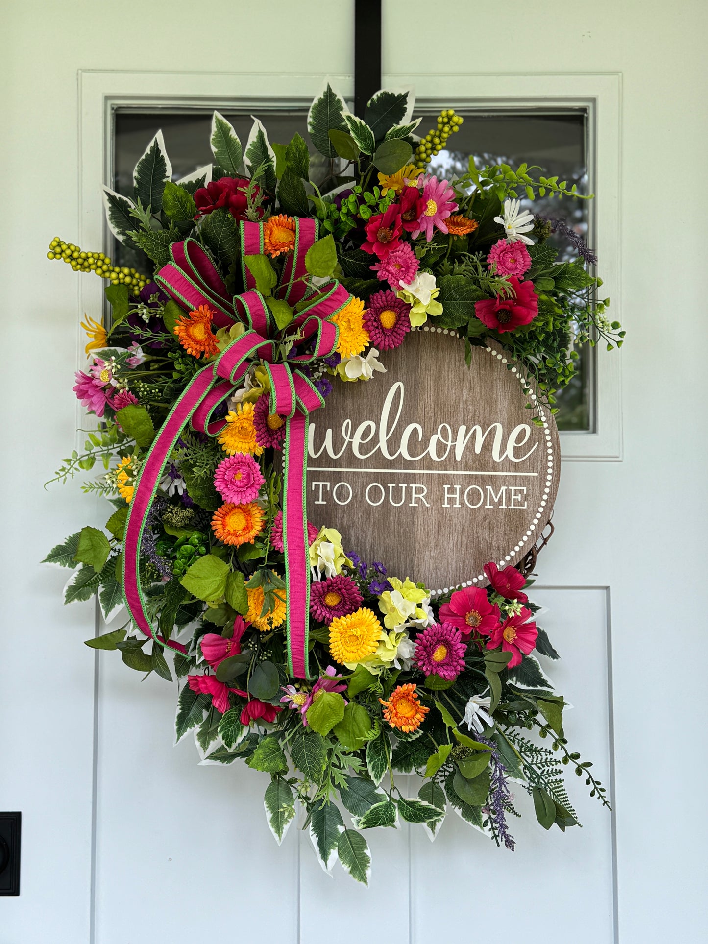 Colorful Mixed Floral Welcome Wreath