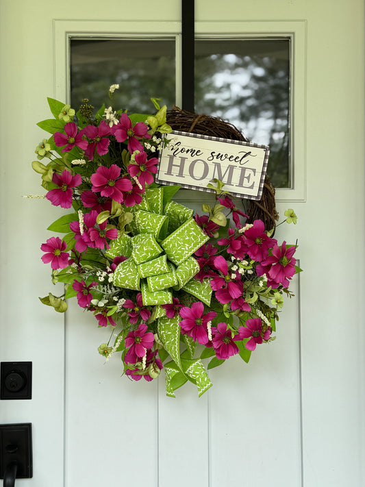 Garden Cosmos Home Sweet Home Wreath
