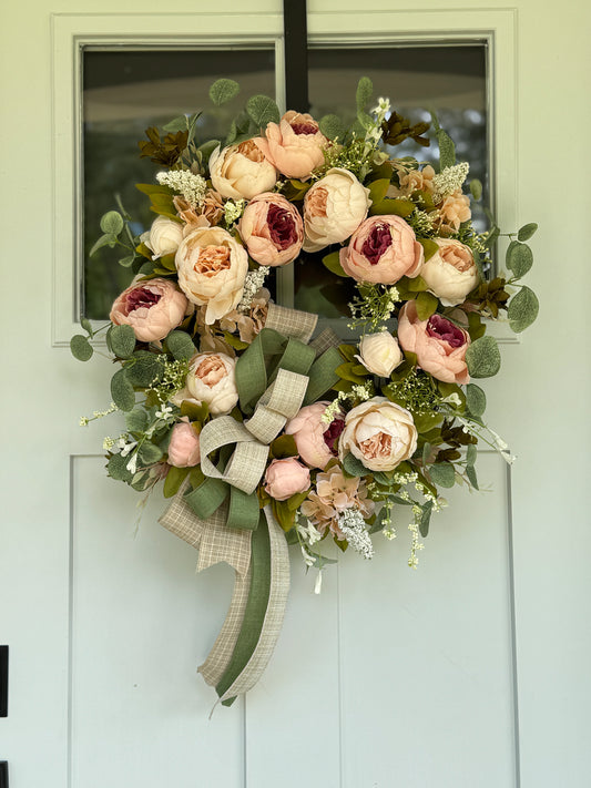 Elegant Peonies Floral Wreath