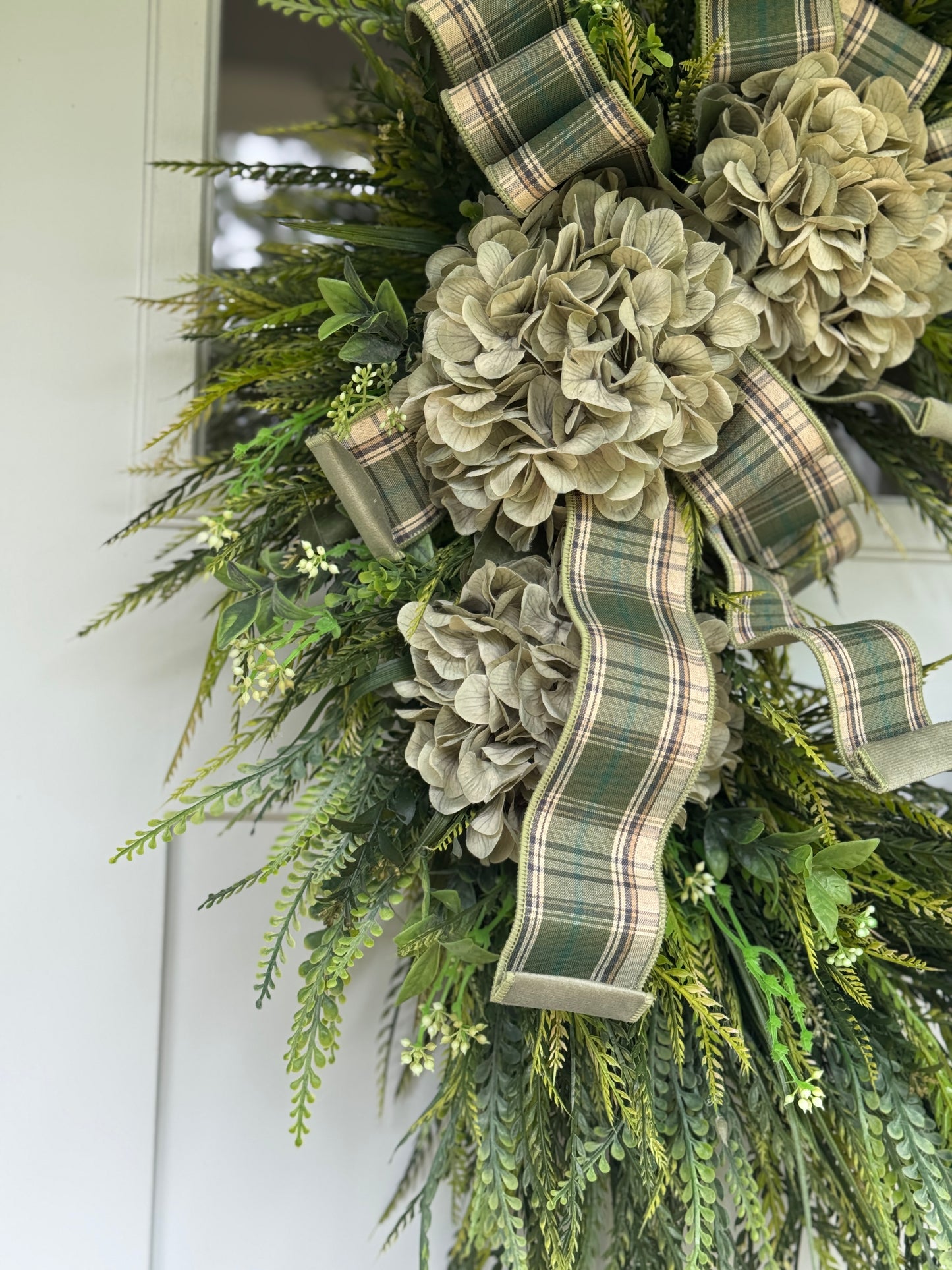 Elegant Sage Hydrangea Bead Grass Everyday Wreath