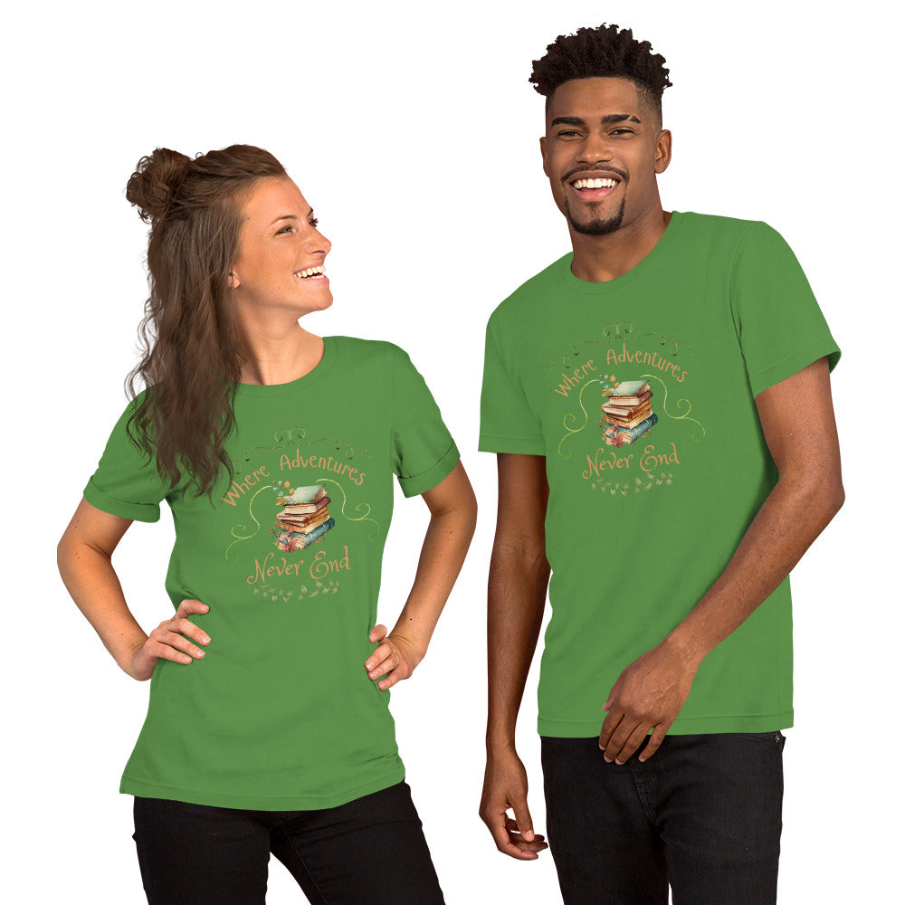 Where adventures Unisex t-shirt