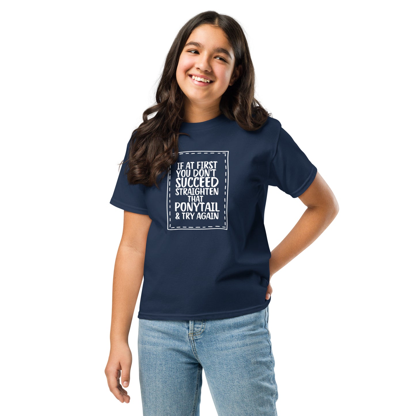 Straighten ponytail Youth classic tee